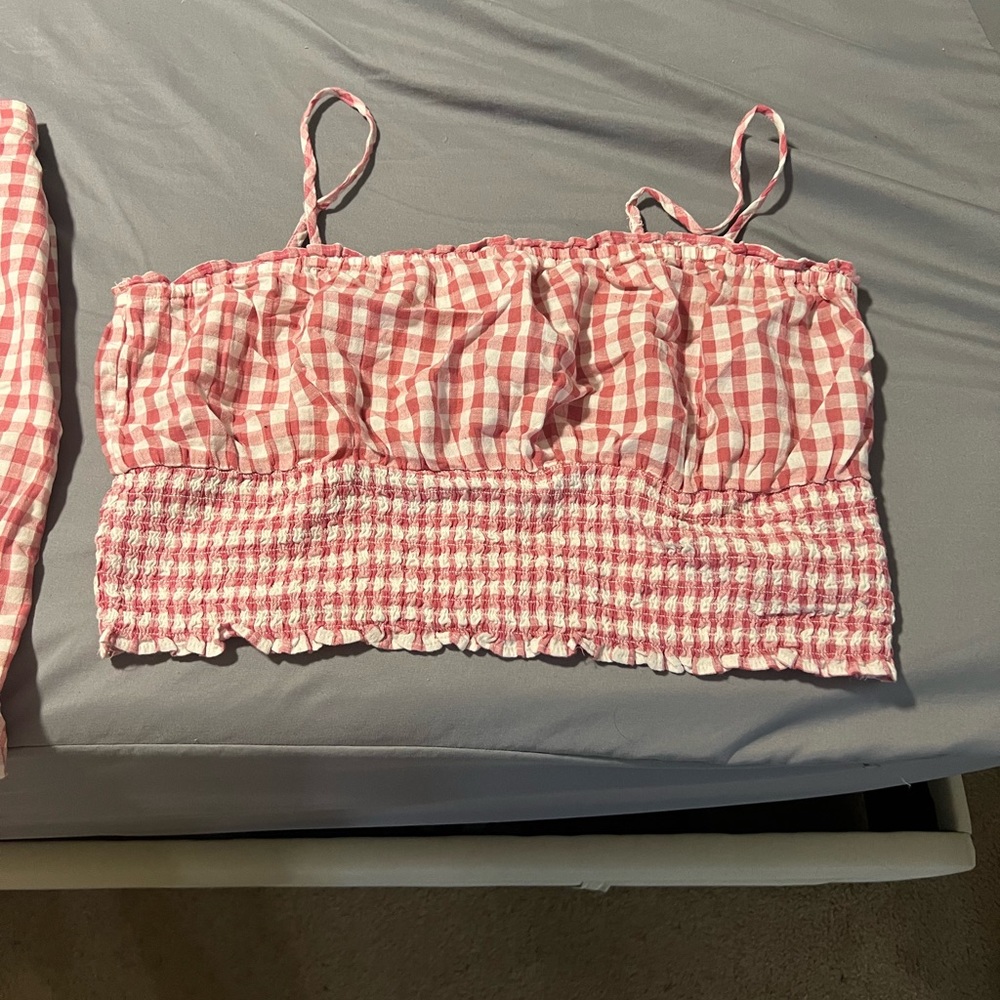 2 piece gingham skirt set